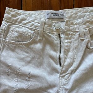 Just Black Denim White Distressed Straight Leg Jeans